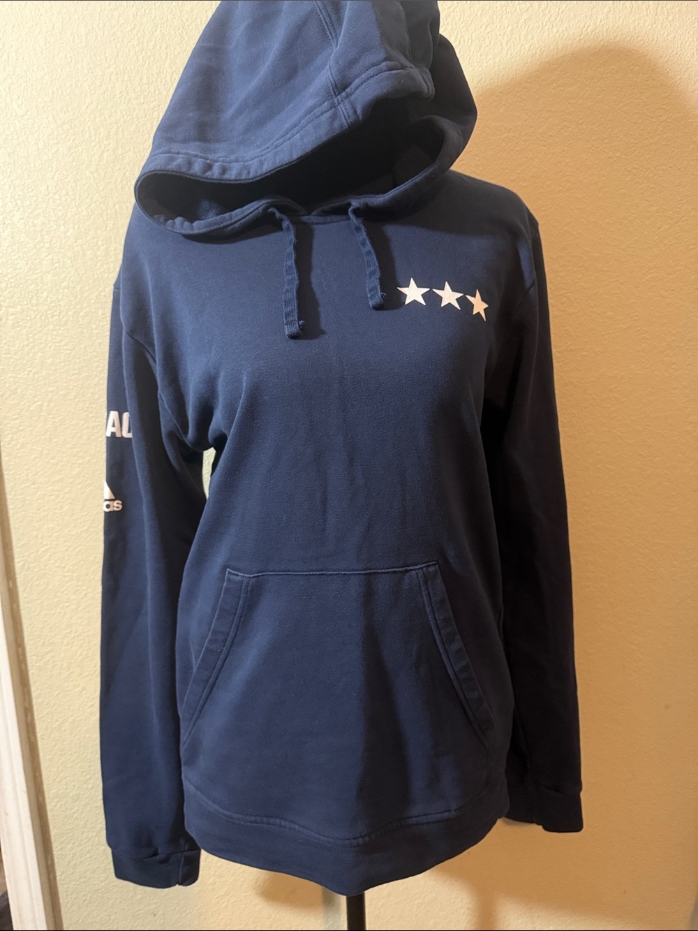 adidas F45 coach Navy Blue Hoodie with White Star Graphics